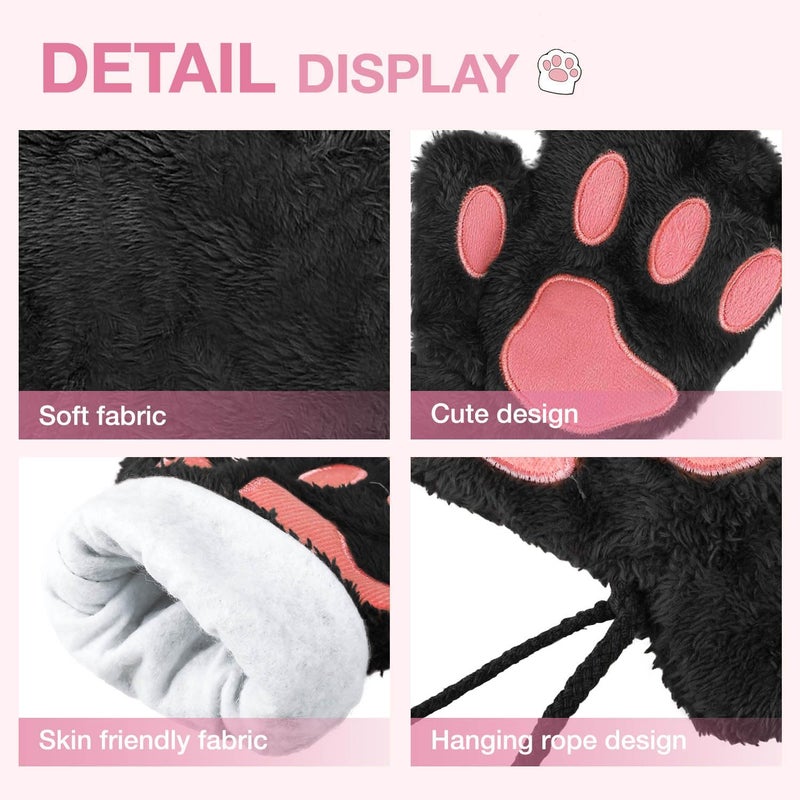 Tiny Chou Cat Paw Gloves for Cosplay Party Halloween Costume Accessories, Winter Fingerless Warm Gloves for Women Girls - Image 3